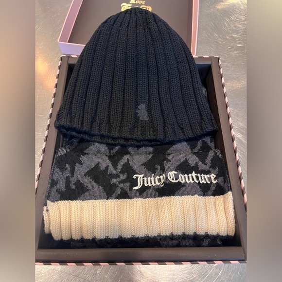 Vintage Juicy Couture 100% Wool Scarf and Hat Set in Original Box - Picture 1 of 10